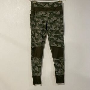 Kyodan Camo Leggings Petite Small P/S High Rise Mesh Panel Workout Pants